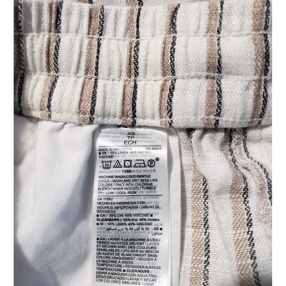 Old Navy Casual Shorts Women's Size XS White Tan Striped Linen Blend Pockets - Picture 6 of 8